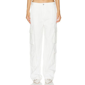 Superdown White Cargo Pants MEDIUM Baggy Wide Leg Streetwear Revolve $88 NEW